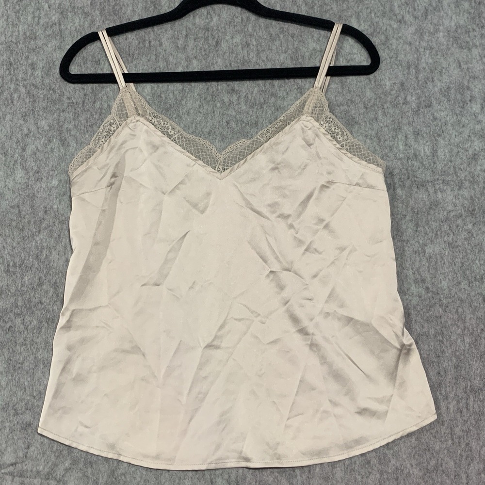 Abercrombie & Fitch Tank Lace Trim V-Neck Tank Top Adjustable Strap Beige Size S